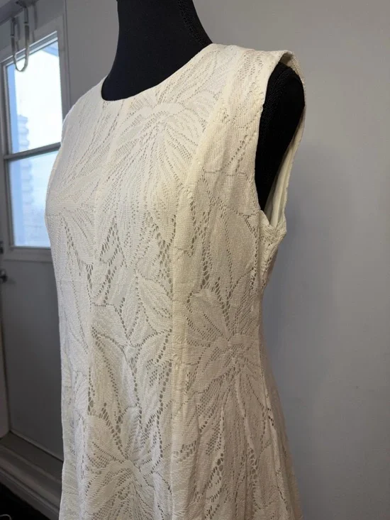 White Lace Maxi Dress - Sleeveless A-Line - Picture 5 of 7